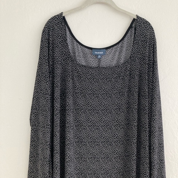 Modcloth Polka Dot Black and White Long Sleeve Dress Ditsy Stretch Pullover 4X - Picture 2 of 11